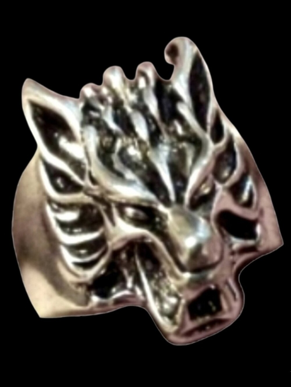 3D Wolf Ring Unisex Mens Heavy Silver Goth Biker Wildlife Wolves Animal Figural